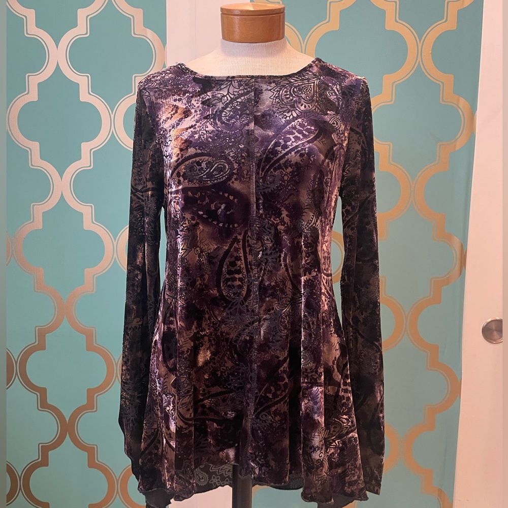 Vintage Crushed velvet tunic top Size S/M made in 🇺🇸